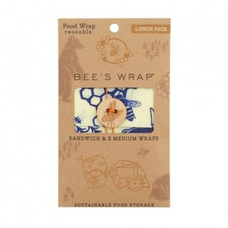 Bee's Wrap, Woskowana organiczna bawełna do zawijania, 3 szt., Lunch, 1 x S, 2 x M